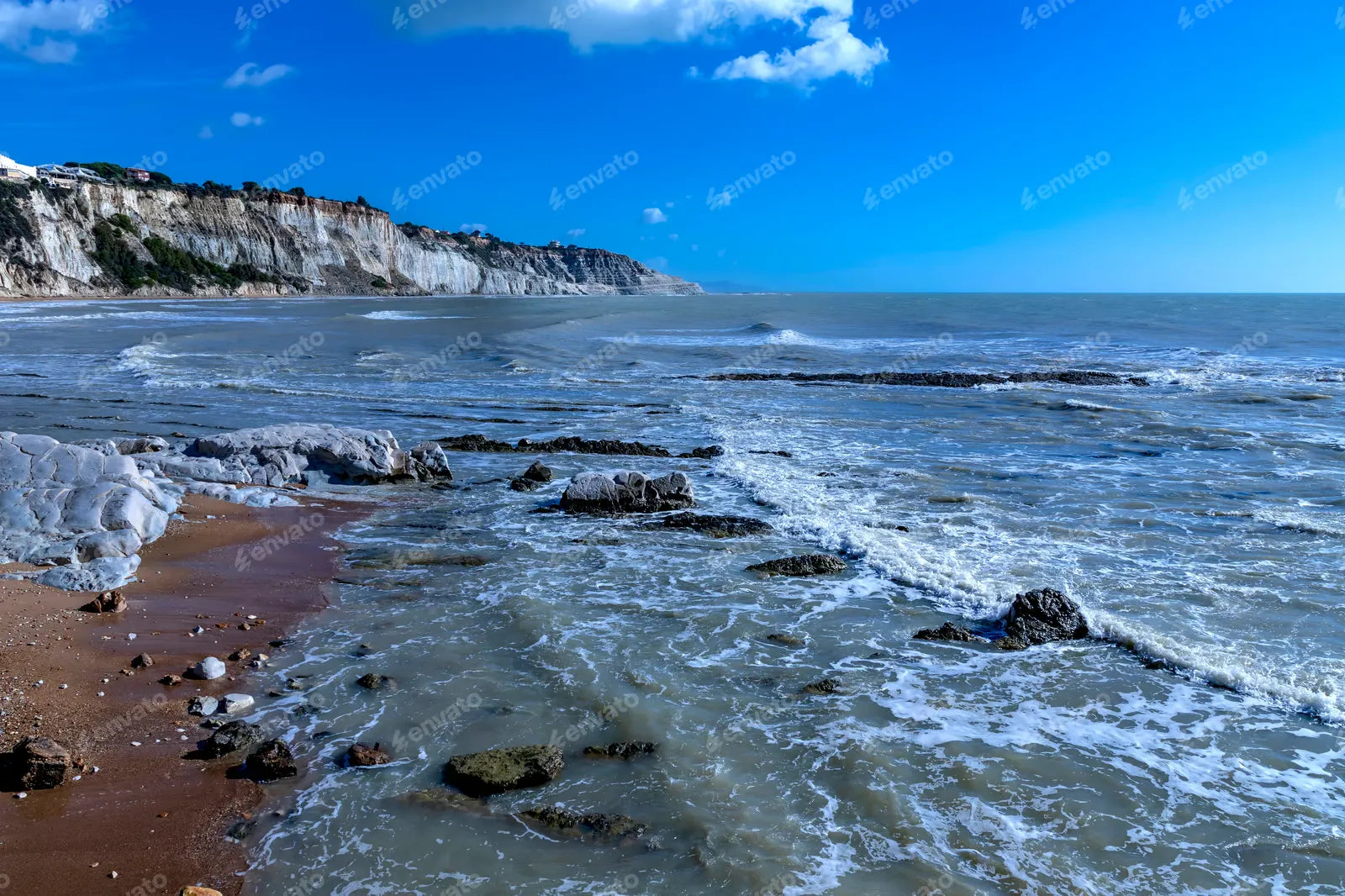 Stunning seascape to the sea coast with rocky shore