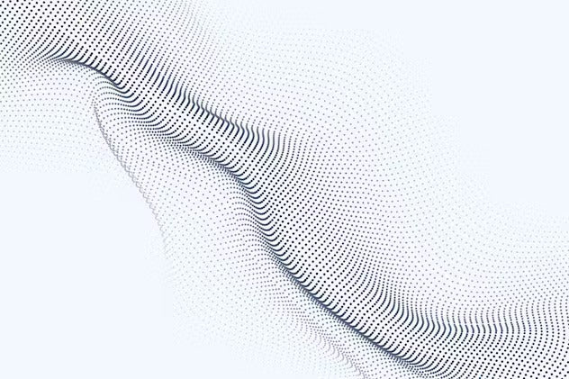 Futuristic Particle Waves on White Background