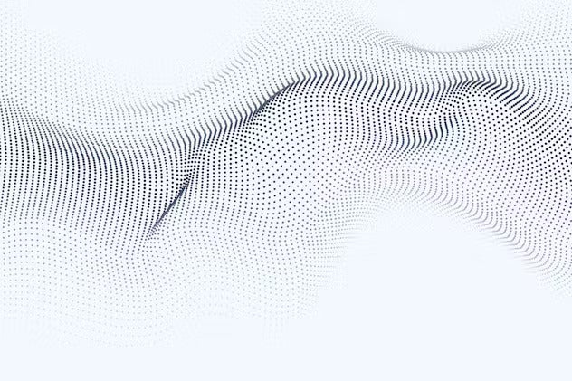 Futuristic Particle Waves on White Background