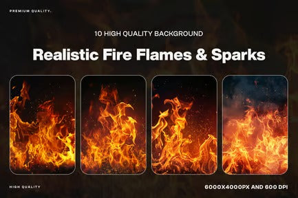 10 Realistic Fire Flames & Sparks Background