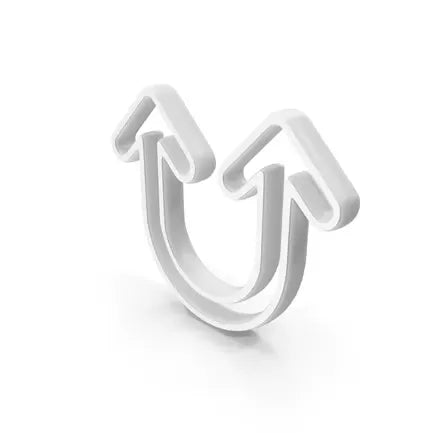 U shaped Arrow White Symbol