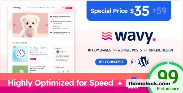 Wavy v1.8.0 - Modern & Lightweight Blog for WordPress