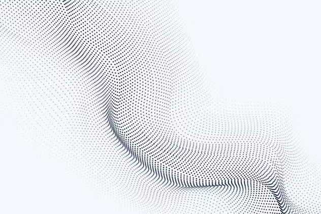 Futuristic Particle Waves on White Background