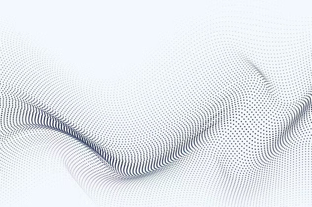 Futuristic Particle Waves on White Background