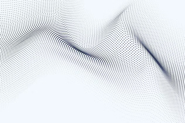 Futuristic Particle Waves on White Background