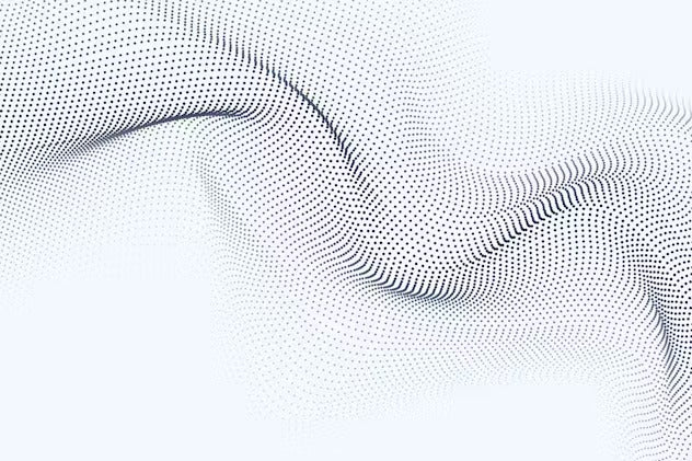 Futuristic Particle Waves on White Background