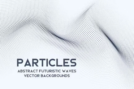 Futuristic Particle Waves on White Background