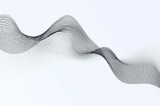 Abstract Smooth Particle Wave on White Background