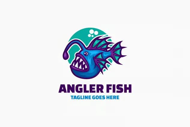 Angler Fish Simple Mascot Logo