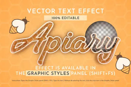 Apiary Editable Text Effect, Graphic Style