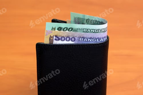 Bangladeshi taka in the black wallet