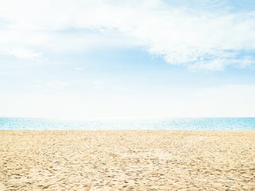 Beach Sand Sea Summer Shore and Blue Sky Background