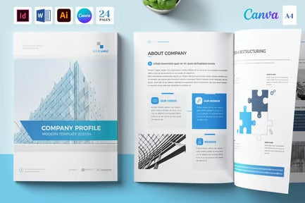 Brochure Template 24 Pages | Canva | Docx |ID| Ai