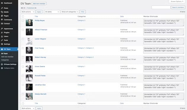 DV Team - Team Showcase Plugin For WordPress
