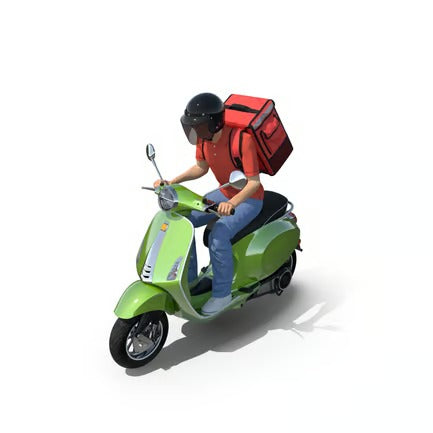 Food Delivery Man Riding Scooter Fur