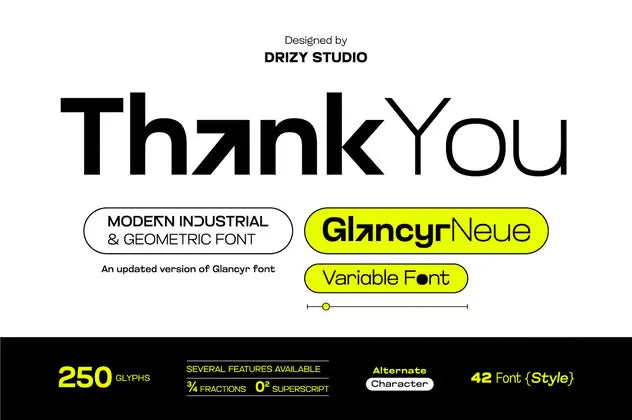 GlancyrNeue – Modern Geometric Industrial Font