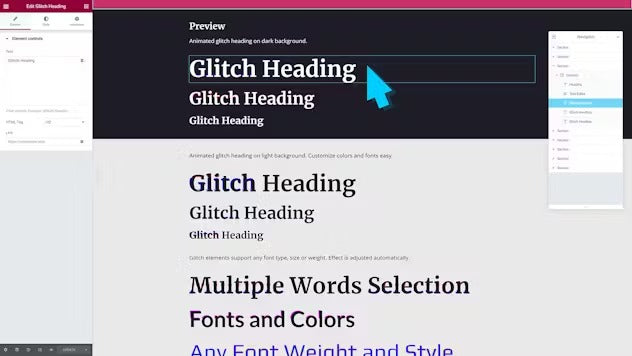 Glitch Heading for Elementor