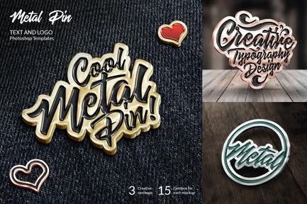 Metal Pin – Text and Logo Mockups