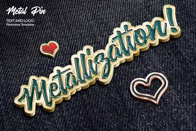 Metal Pin – Text and Logo Mockups