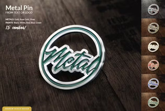 Metal Pin – Text and Logo Mockups