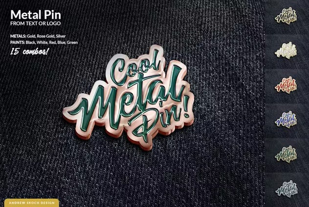 Metal Pin – Text and Logo Mockups