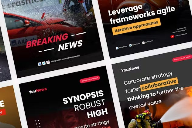 News Social Media Feed Design Set