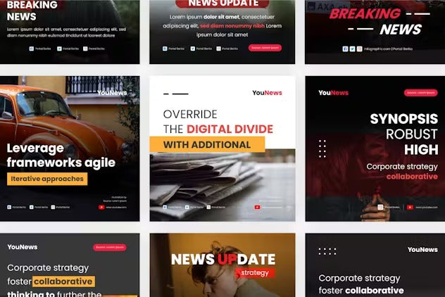 News Social Media Feed Design Set