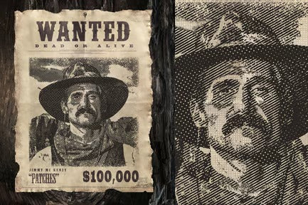 Old West Wanted Poster Photoshop Template Mockup