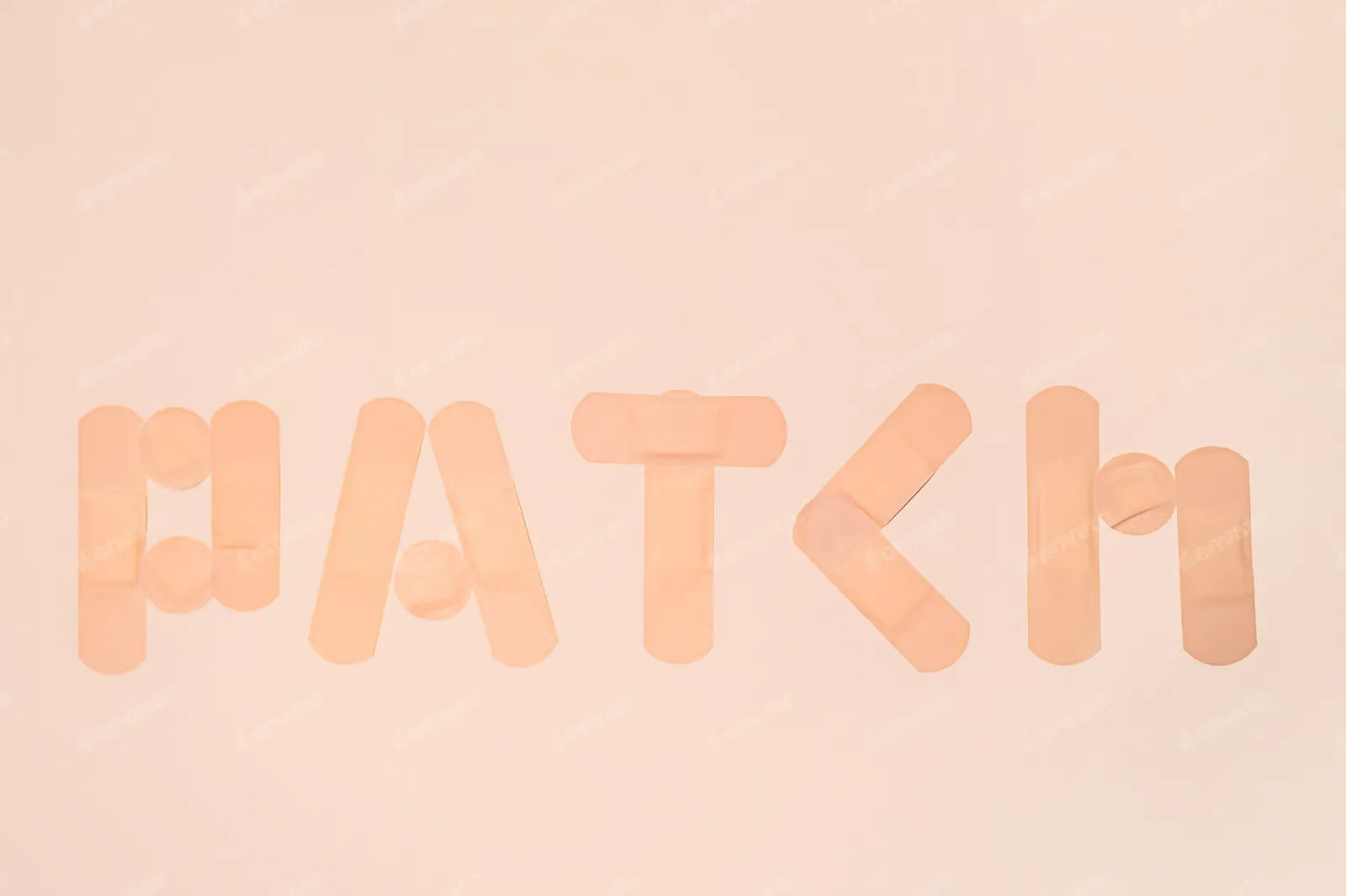 "Patch" word made from adhesive bandages.