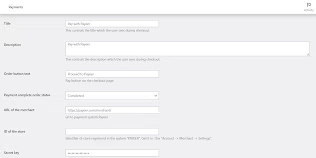 Payeer payment gateway for WooCommerce