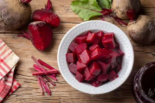 Pickled red beet in a bowl