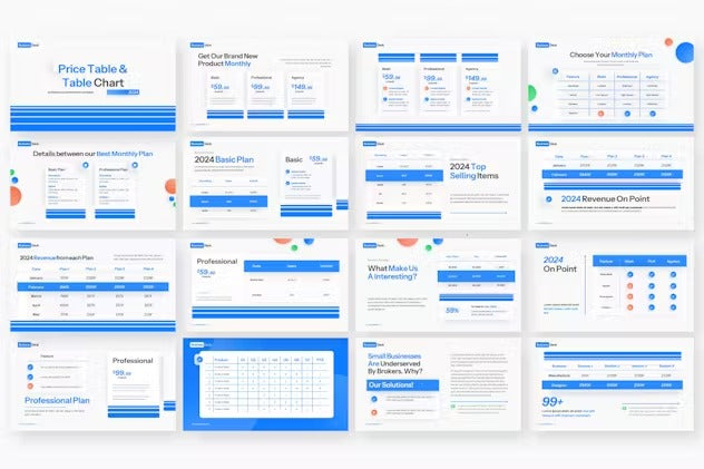 Price Table & Table Chart PowerPoint Template