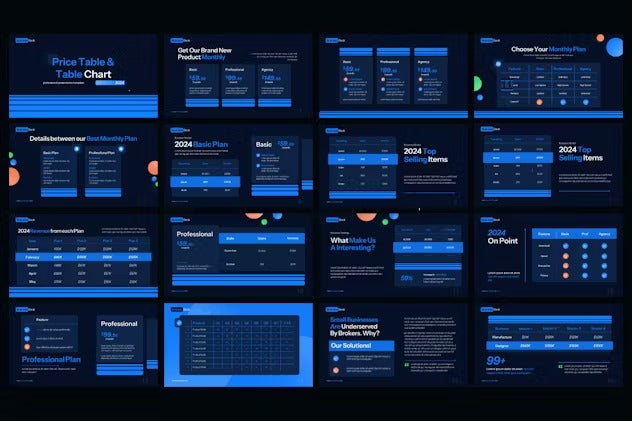 Price Table & Table Chart PowerPoint Template