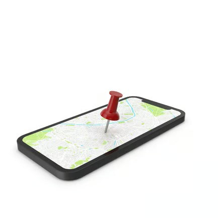 Smartphone with Red Pin and Map