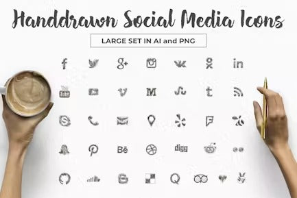 Social Media Icons Large Set