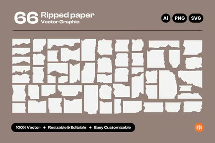 Vector collection of torn ripped paper sheets