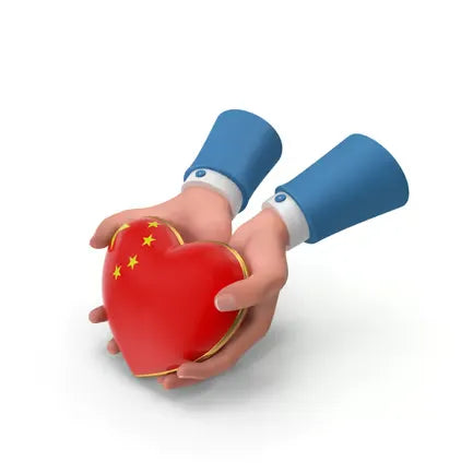 Peoples Republic of China Country Heart Flag Hold in Hands